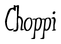 The image is of the word Choppi stylized in a cursive script.