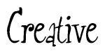 The image contains the word 'Creative' written in a cursive, stylized font.