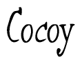 The image is a stylized text or script that reads 'Cocoy' in a cursive or calligraphic font.