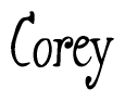 The image contains the word 'Corey' written in a cursive, stylized font.