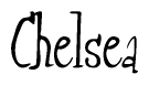 The image contains the word 'Chelsea' written in a cursive, stylized font.