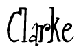 The image is a stylized text or script that reads 'Clarke' in a cursive or calligraphic font.