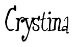 The image contains the word 'Crystina' written in a cursive, stylized font.
