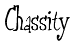 The image is a stylized text or script that reads 'Chassity' in a cursive or calligraphic font.
