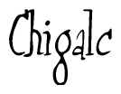 The image is a stylized text or script that reads 'Chigalc' in a cursive or calligraphic font.