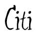 The image contains the word 'Citi' written in a cursive, stylized font.