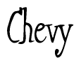 The image contains the word 'Chevy' written in a cursive, stylized font.