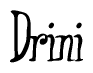 The image contains the word 'Drini' written in a cursive, stylized font.