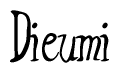   The image is of the word Dieumi stylized in a cursive script. 