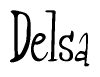 The image contains the word 'Delsa' written in a cursive, stylized font.