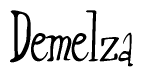 The image contains the word 'Demelza' written in a cursive, stylized font.