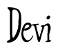 The image contains the word 'Devi' written in a cursive, stylized font.