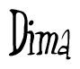 The image contains the word 'Dima' written in a cursive, stylized font.