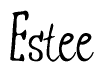 The image is a stylized text or script that reads 'Estee' in a cursive or calligraphic font.