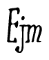 The image is of the word Ejm stylized in a cursive script.
