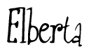 The image contains the word 'Elberta' written in a cursive, stylized font.