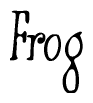 The image is of the word Frog stylized in a cursive script.