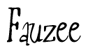 The image is of the word Fauzee stylized in a cursive script.