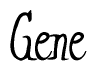 The image is of the word Gene stylized in a cursive script.