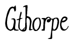 The image contains the word 'Gthorpe' written in a cursive, stylized font.