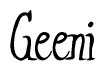 The image contains the word 'Geeni' written in a cursive, stylized font.