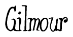 The image is of the word Gilmour stylized in a cursive script.