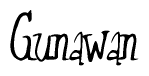 The image is of the word Gunawan stylized in a cursive script.