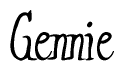 The image is a stylized text or script that reads 'Gennie' in a cursive or calligraphic font.