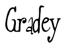 The image is of the word Gradey stylized in a cursive script.