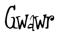 The image is of the word Gwawr stylized in a cursive script.