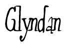 The image is of the word Glyndan stylized in a cursive script.