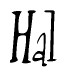 The image is of the word Hal stylized in a cursive script.