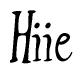 The image contains the word 'Hiie' written in a cursive, stylized font.