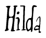 The image contains the word 'Hilda' written in a cursive, stylized font.
