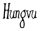 The image contains the word 'Hungvu' written in a cursive, stylized font.