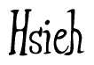 The image is a stylized text or script that reads 'Hsieh' in a cursive or calligraphic font.
