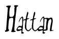 The image contains the word 'Hattan' written in a cursive, stylized font.