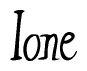 The image contains the word 'Ione' written in a cursive, stylized font.