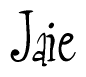 The image contains the word 'Jaie' written in a cursive, stylized font.