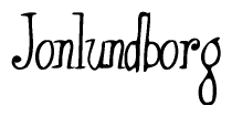 The image is a stylized text or script that reads 'Jonlundborg' in a cursive or calligraphic font.