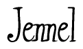 The image contains the word 'Jennel' written in a cursive, stylized font.