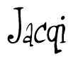 The image contains the word 'Jacqi' written in a cursive, stylized font.