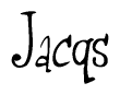 The image is of the word Jacqs stylized in a cursive script.