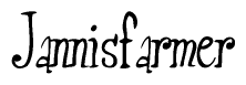 The image contains the word 'Jannisfarmer' written in a cursive, stylized font.