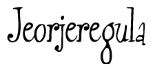 The image is a stylized text or script that reads 'Jeorjeregula' in a cursive or calligraphic font.
