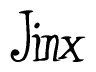 The image is of the word Jinx stylized in a cursive script.