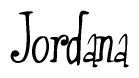The image is of the word Jordana stylized in a cursive script.