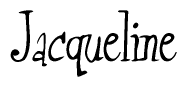 The image is a stylized text or script that reads 'Jacqueline' in a cursive or calligraphic font.
