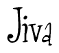 The image is a stylized text or script that reads 'Jiva' in a cursive or calligraphic font.