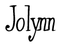 The image is a stylized text or script that reads 'Jolynn' in a cursive or calligraphic font.